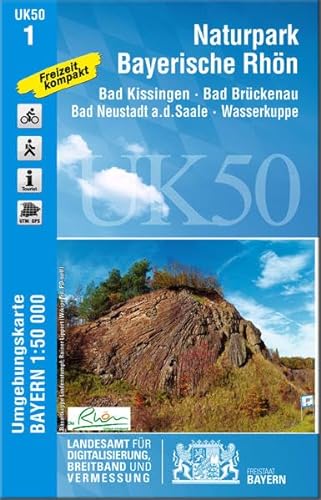 UK50-1 Naturpark Bayerische Rhön: Bad Kissingen, Bad Brückenau, Bad Neustadt a.d.Saale, Wildflecken, Bischofsheim a.d. Rhön, Hammelburg, Rieneck, ... Karte Freizeitkarte Wanderkarte)