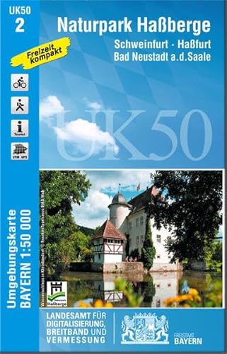 UK50-2 NP Haßberge 1:50 000: Schweinfurt, Haßfurt, Bad Neustadt a. d. Saale. Freizeit kompakt. UTM. GPS (UK50 Umgebungskarte 1:50000 Bayern Topographische Karte Freizeitkarte Wanderkarte)