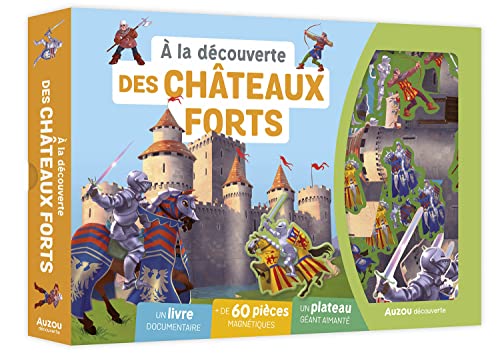 A LA DECOUVERTE DES CHATEAUX FORTS: Coffret avec 1 livre, plus de 60 pièces magnétiques et 1 plateau aimanté von AUZOU