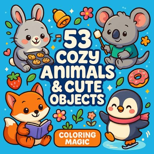 53 Cozy Animals & Cute Objects: Stress Relief Coloring Book for Adults & Teens | Bold & Easy | Mammals, Birds & Reptiles | Names on Every Page 53 Cozy Animals & Cute Objects: Stress Relief Coloring Book for Adults & Teens | Bold & Easy | Mammals, Birds & Reptiles | Names on Every Page von Independently published