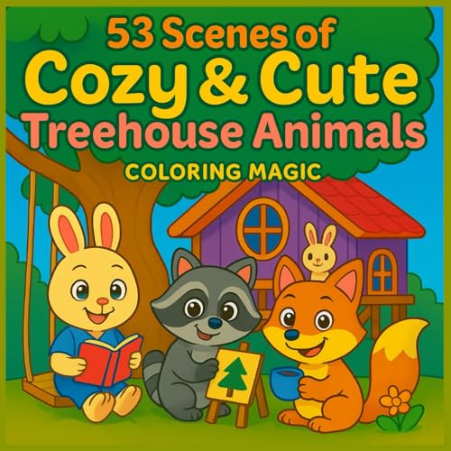 53 Scenes of Cozy & Cute Treehouse Animals: Stress Relief Coloring Book for Teens, Adults & Kids | Bold & Easy | kawaii | Cartoon | Whimsical | Relaxation 53 Scenes of Cozy & Cute Treehouse Animals: Stress Relief Coloring Book for Teens, Adults & Kids | Bold & Easy | kawaii | Cartoon | Whimsical | Relaxation von Independently published