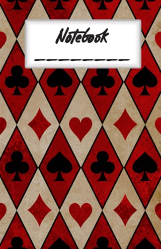 Playing Cards Notebook: College composition notebook, 120 pages, 5.5 x 8.5 inches, Club Diamonds Heart and Spades Games design, Daily Journal