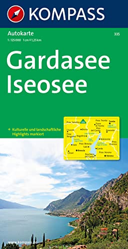 KOMPASS Autokarte Gardasee, Iseosee 1:125.000: von Trento bis Verona mit Iseosee von Kompass Karten GmbH