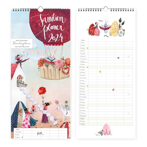 XL Familienkalender 2024 mit Monatsplaner I Familienplaner 5 Spalten I Wandkalender Jahresübergreifend Dez 23 - Jan 25, mit Ferienterminen für Familie oder WG