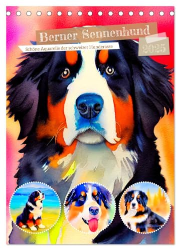 Berner Sennenhund 2025. Schöne Aquarelle der schweizer Hunderasse (Tischkalender 2025 DIN A5 hoch), CALVENDO Monatskalender von CALVENDO