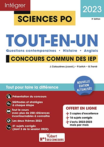 Sciences Po - Tout-en-un - Concours commun des IEP 2023: Questions contemporaines - Histoire - Anglais - 21 sujets corrigés von VUIBERT