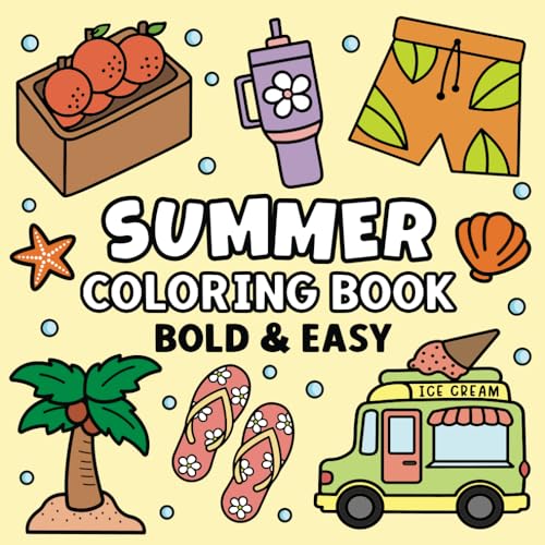 Summer Coloring Book: Bold & Easy Designs for Adults and Kids