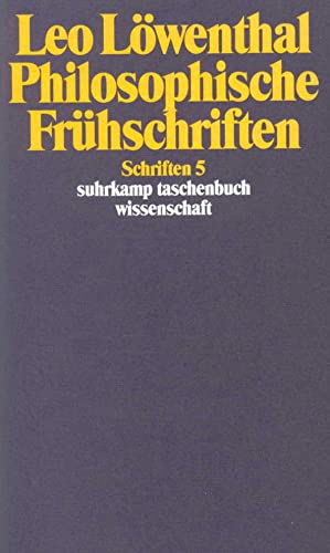 Schriften. 5 Bände: Band 5: Philosophische Frühschriften (suhrkamp taschenbuch wissenschaft) von Suhrkamp Verlag