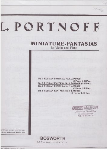 Portnoff: Russian Fantasia No. 2. D-Minor: Miniature-Fantasias For Violin and Piano