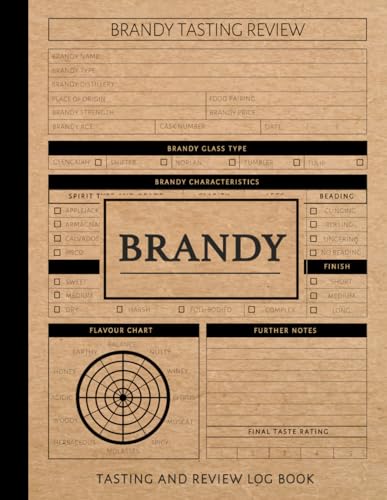 Brandy Tasting and Review Log Book: Brandy Enthusiasts Journal. Detail & Note Every Glass. Ideal for Mixologists, Bars & Restaurants, and Bartenders von Moonpeak Library