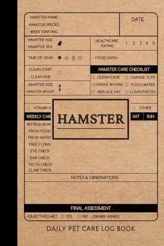 Hamster Daily Pet Care Log Book: Hamster Carers Journal. Detail & Note Daily Tasks. Ideal for Animal Owners, Veterinarians, and Nature Lovers von Moonpeak Library