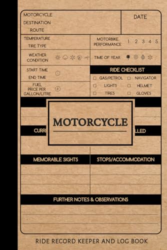Motorcycle Ride Record Keeper and Log Book: Motorbike Journal. Track & Record Every Journey. Perfect for Beginners and Experienced Bikers. Ideal Gift for Biking Enthusiasts von Moonpeak Library