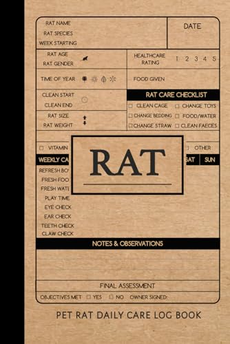 Pet Rat Daily Care Log Book: Rat Carers Journal. Detail & Note Daily Tasks. Ideal for Pet Owners, Veterinarians, and Animal Lovers von Moonpeak Library