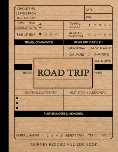 Road Trip Journey Record and Log Book: Fun Travelling Journal. Note and Detail Every Mile. Ideal for Adventurers, Honeymooners, and Explorers von Moonpeak Library