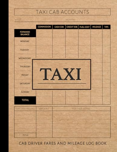 Taxi Cab Driver Fares & Mileage Log Book: Expenses & Income Ledger. Note & Track Every Payment. Document Your Charges, Tips, and Miles von Moonpeak Library