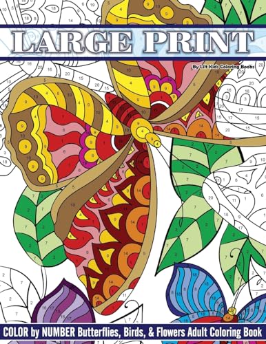 Large Print Color By Number Butterflies, Birds, and Flowers Adult Coloring Book (Beautiful Adult Coloring Books) von CREATESPACE
