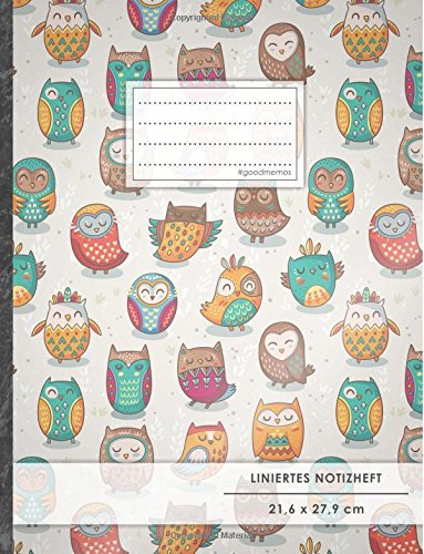 Liniertes Notizbuch • A4-Format, 100+ Seiten, Soft Cover, Register, Mit Rand, „Lustige Eulen“ • Original #GoodMemos Lined Notebook • Perfekt als Tagebuch, Schulheft, Deutschheft, Lineatur 27 Liniertes Notizbuch • A4-Format, 100+ Seiten, Soft Cover, Register, Mit Rand, „Lustige Eulen“ • Original #GoodMemos Lined Notebook • Perfekt als Tagebuch, Schulheft, Deutschheft, Lineatur 27