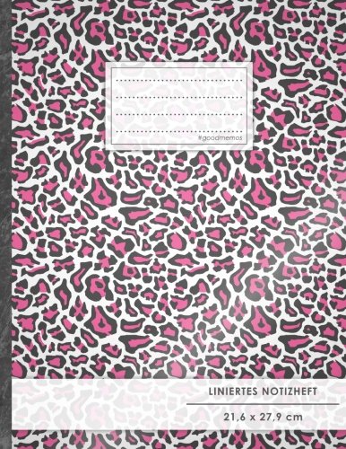 Liniertes Notizbuch • A4-Format, 100+ Seiten, Soft Cover, Register, Mit Rand, „Pinkes Leopardenmuster“ • Original #GoodMemos Lined Notebook • Perfekt ... Schulheft, Übungsheft, Lineatur 27 von CREATESPACE