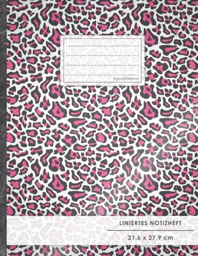 Liniertes Notizbuch • A4-Format, 100+ Seiten, Soft Cover, Register, Mit Rand, „Pinkes Leopardenmuster“ • Original #GoodMemos Lined Notebook • Perfekt ... Schulheft, Übungsheft, Lineatur 27 von #GoodMemos Liniertes Notizbuch