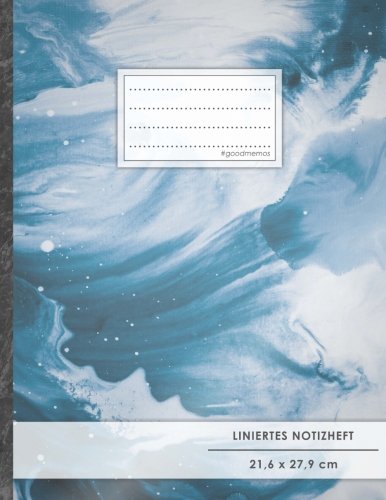 Liniertes Notizbuch • A4-Format, 100+ Seiten, Soft Cover, Register, Mit Rand, „Wellen auf Leinwand“ • Original #GoodMemos Lined Notebook • Perfekt als Tagebuch, Schulheft, Deutschheft, Lineatur 27 von #GoodMemos Liniertes Notizbuch