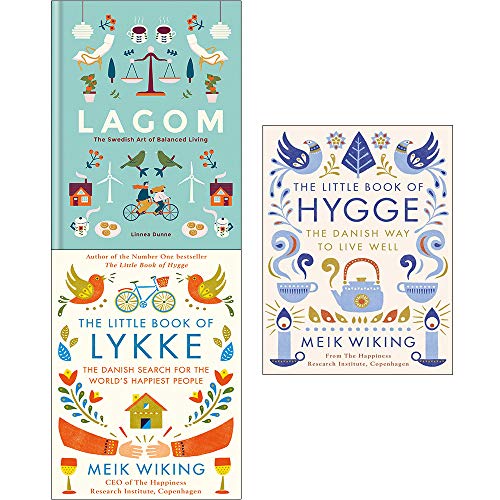 Lagom, die schwedische Kunst des ausgeglichenen Lebens, kleines Buch von Lykke, kleines Buch von Hygge, 3-Bücher-Sammlungsset