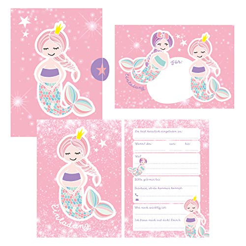 12 Glitzer Einladungskarten Meerjungfrau zum Geburtstag für Mädchen inkl. Umschläge | rosa glitzernde Geburtstagseinladungen für Kinder |: Einladungen ... Anlass + Kindergeburtstag, Übernachtungsparty 12 Glitzer Einladungskarten Meerjungfrau zum Geburtstag für Mädchen inkl. Umschläge | rosa glitzernde Geburtstagseinladungen für Kinder |: Einladungen ... Anlass + Kindergeburtstag, Übernachtungsparty