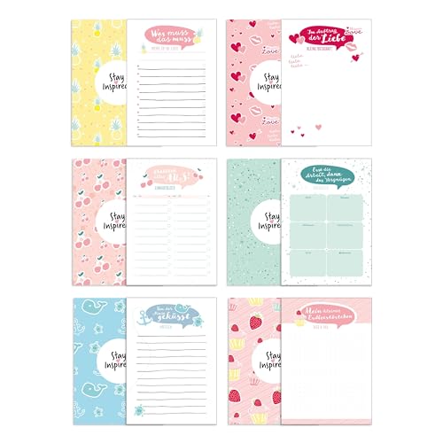 6 Blöcke inkl. To Do Liste, Notizblock, Wochenplaner bzw. Kalender, Einkaufsliste und Block für Liebesbotschaften. 50 Seiten pro Block mit ... A6. Verpackt in passender Geschenkschachtel - Set 3 von 4 6 Blöcke inkl. To Do Liste, Notizblock, Wochenplaner bzw. Kalender, Einkaufsliste und Block für Liebesbotschaften. 50 Seiten pro Block mit ... A6. Verpackt in passender Geschenkschachtel - Set 3 von 4
