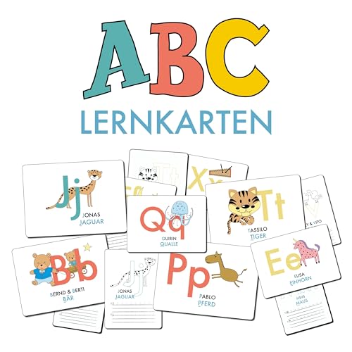 ABC-Lernkarten der Tiere, Bildkarten, Wortkarten, Flash Cards mit Groß- und Kleinbuchstaben | Lesen lernen mit Tieren für Kinder im Kindergarten und ... cm), 26-teilig | Stay Inspired! by Lisa Wirth