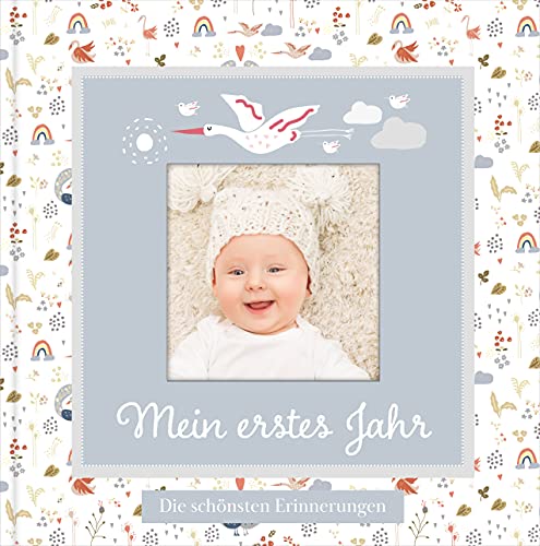 Babyalbum mit Fensterausschnitt für das 1. Lebensjahr zum Eintragen der schönsten Momente und Erinnerungen mit Platz für Fotos | genderneutral für Jungen und Mädchen