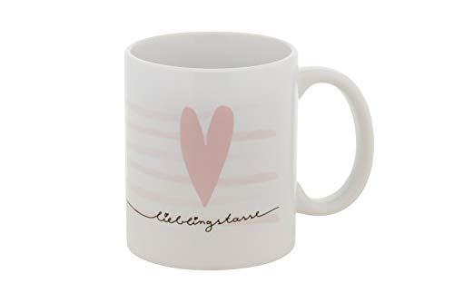 Lieblingstasse "Herz" in rosa mit Streifen | Kaffeebecher | Geburtstag | Geschenkidee für Frauen | verpackt in passender Geschenkbox mit Geschenk-Aufkleber | Stay Inspired! by Lisa Wirth