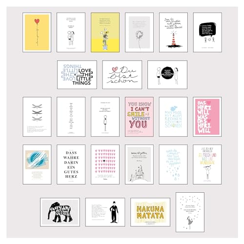 Postkarten Box - Set mit 25 Detailverliebten und Hand designten hochwertigen Postkarten mit liebevollen Zitaten und Sprüchen: 25 Postkarten die glücklich machen