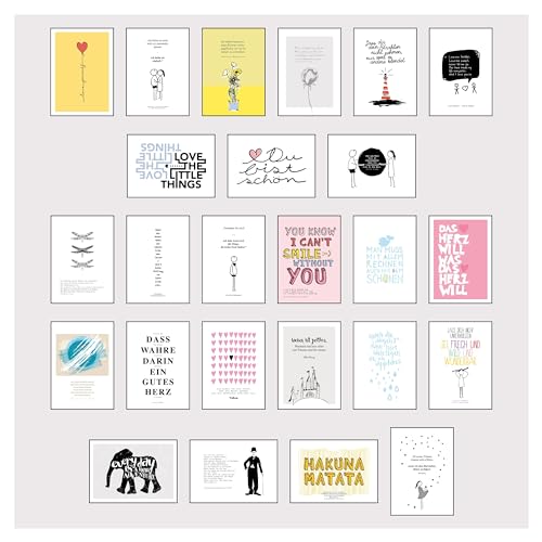 Postkarten Box - Set mit 25 Detailverliebten und Hand designten hochwertigen Postkarten mit liebevollen Zitaten und Sprüchen: 25 Postkarten die glücklich machen Postkarten Box - Set mit 25 Detailverliebten und Hand designten hochwertigen Postkarten mit liebevollen Zitaten und Sprüchen: 25 Postkarten die glücklich machen