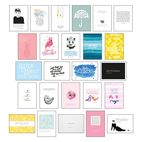 Postkarten Sprüche - Postkarten Set mit 25 hochwertigen versch. liebevollen Motiven und wunderschönen Sprüchen und Zitaten: 25 Postkarten die glücklich machen von NOVA MD