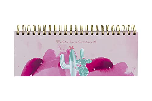 Rosa Tischkalender ohne Datum Alpaka & Kaktus. Hochwertiger, moderner Wochenkalender, Querkalender für 52 Wochen +1. 1 Woche 2 Seiten. Verwendbar als Kalender 2024/25 von Nova MD