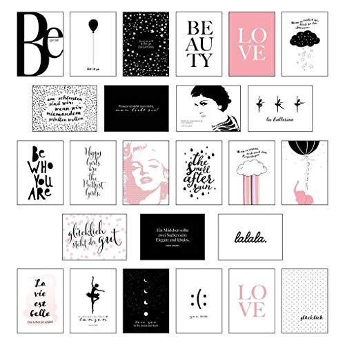 Schönes Postkarten Set mit 25 modernen und stylishen Postkarten zum Dekorieren oder Verschenken. Feminine Bilder, Sprüche und Statements für Frauen. Hochwertige Spruchkarten in dekorativer Box. von NOVA MD