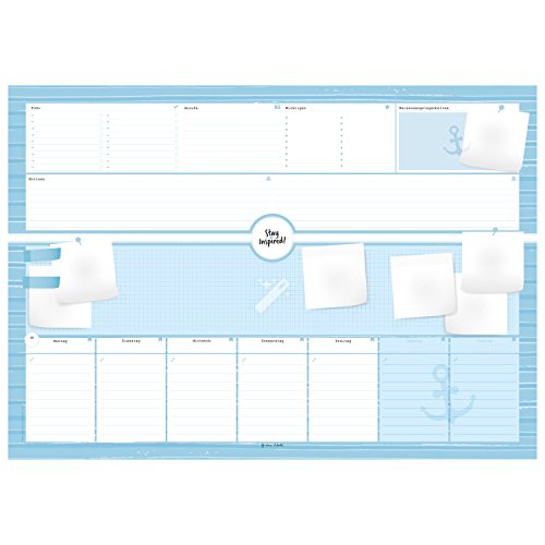 Schreibtischunterlage aus Papier mit 50 Blatt zum Abreißen – Hochwertig im Format DIN A2, Papierunterlage für Kinder und Erwachsene mit Wochenplaner 2024 – Stay Inspired by Lisa Wirth