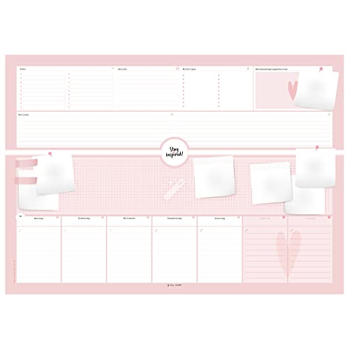 Schreibtischunterlage aus Papier mit 50 Blatt zum Abreißen im Format DIN A2, Papierunterlage für Kinder und Erwachsene - Abrissplaner mit Wochenplaner 2022 – Stay Inspired by Lisa Wirth Schreibtischunterlage aus Papier mit 50 Blatt zum Abreißen im Format DIN A2, Papierunterlage für Kinder und Erwachsene - Abrissplaner mit Wochenplaner 2022 – Stay Inspired by Lisa Wirth