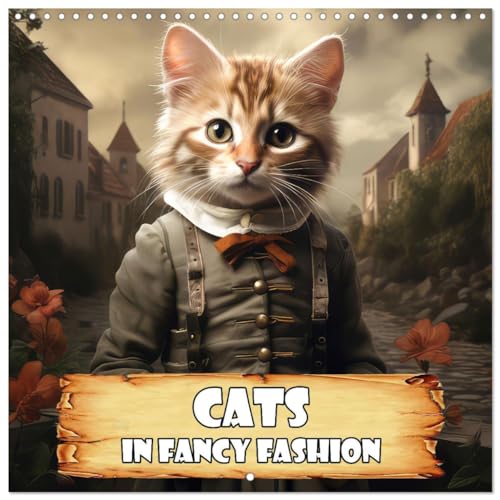 Cats in fancy fashion (Wandkalender 2024 30x30 cm 30x60 cm geöffnet) CALVENDO Broschürenkalender mit Monatskalendarium zum Eintragen