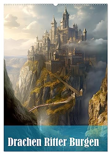 Drachen Ritter Burgen (Wandkalender 2024 DIN A2 hoch), CALVENDO Monatskalender