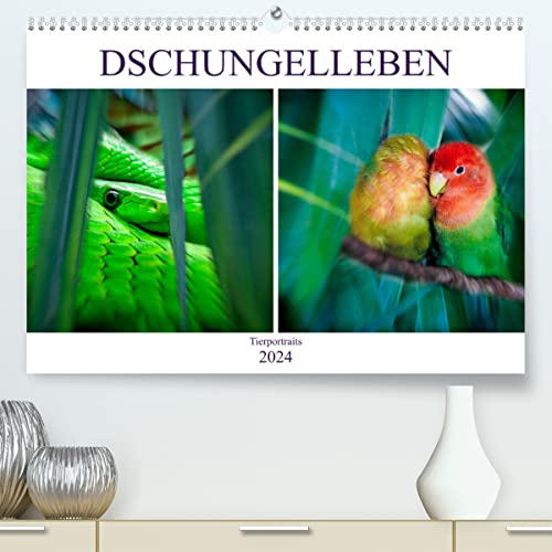 Dschungelleben - Tierportraits (hochwertiger Premium Wandkalender 2024 DIN A2 quer), Kunstdruck in Hochglanz