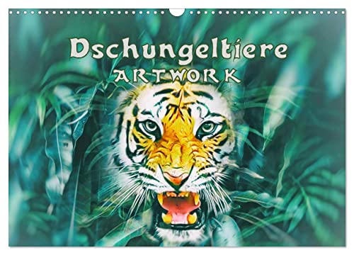 Dschungeltiere - ARTWORK (Wandkalender 2024 DIN A3 quer), CALVENDO Monatskalender