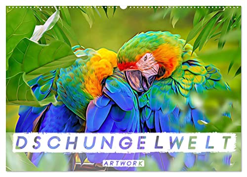 Dschungelwelt - Artwork (Wandkalender 2024 DIN A2 quer), CALVENDO Monatskalender