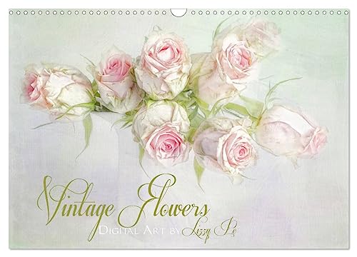 Vintage Flowers (Wandkalender 2024 DIN A3 quer), CALVENDO Monatskalender