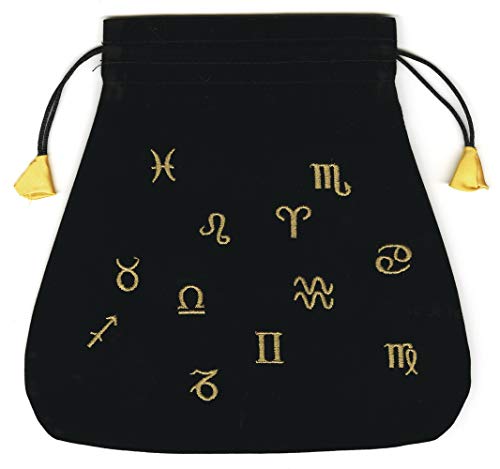 Astrological Black Velvet Tarot Bag