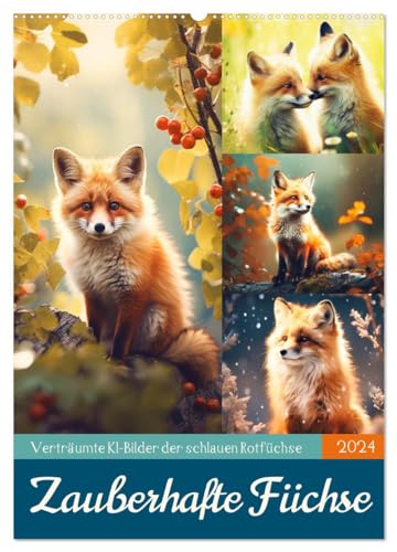 Zauberhafte Füchse (Wandkalender 2024 DIN A2 hoch), CALVENDO Monatskalender von CALVENDO