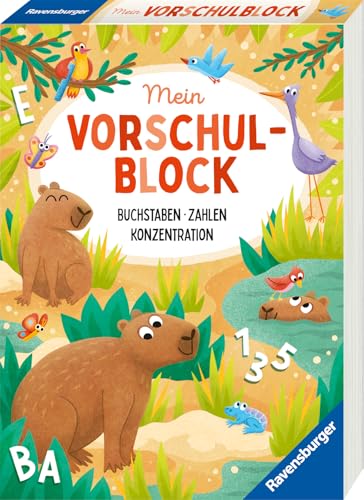 Ravensburger Mein Vorschul-Block: Buchstaben, Zahlen, Konzentration, Rätselblock ab 5 Jahre für die Vorschule, Vorbereitung auf die Einschulung von Ravensburger Verlag GmbH