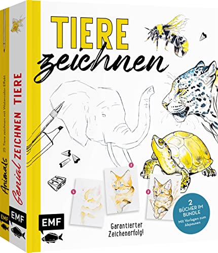 Tiere zeichnen – Das XXL-Starter-Set: Zwei Bücher im Bundle: Garantierter Zeichenerfolg: Mit Vorlagen zum Abpausen, Schrittanleitungen und Profitricks von Edition Michael Fischer / EMF Verlag