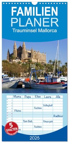 Familienplaner 2025 - Trauminsel Mallorca mit 5 Spalten (Wandkalender, 21 cm x 45 cm), CALVENDO
