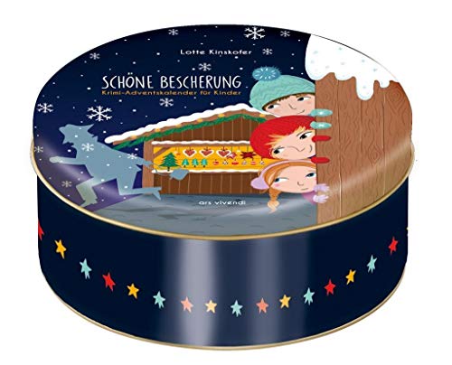 Adventskalender Schöne Bescherung - Krimi-Adventskalender für Kinder zum Vorlesen mit 24 Karten zum Aufhängen in Blechdose