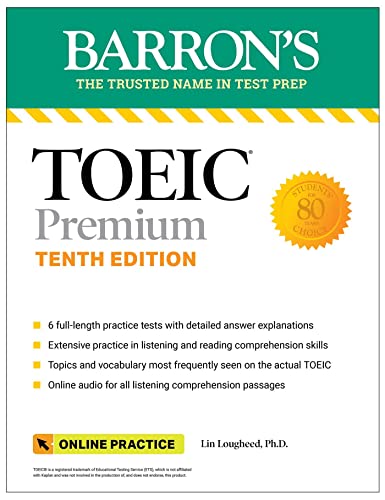 TOEIC Premium: 6 Practice Tests + Online Audio, Tenth Edition (Barron's Test Prep) von Barrons Educational Services